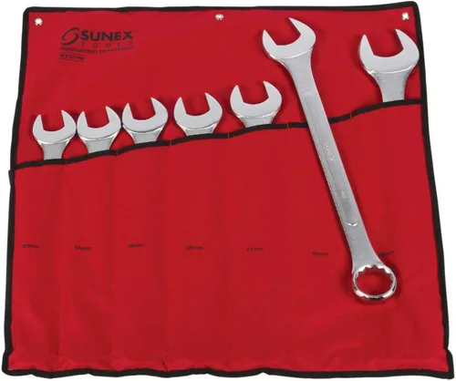 Vista 6 de Sunex Tools 9707M Juego de llaves combinadas métricas jumbo, 7 piezas (incluye caja de rollo)
