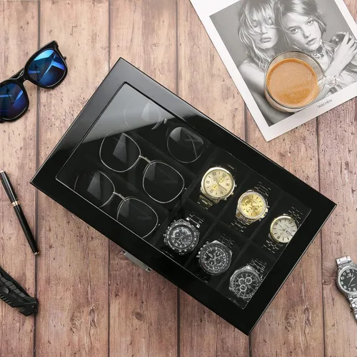 Vista 2 de ProCase Paquete organizador de joyas de madera con bandeja de valet de doble capa
