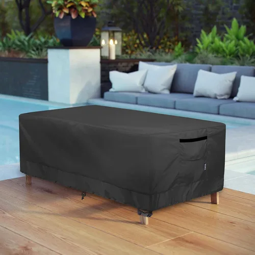 Vista 7 de Funda para Mesa de Café de Patio, Impermeable Rectangular Pequeña Funda para Mesa Auxiliar para Muebles de Exterior 36L x 22A x 18Al pulgadas, Negro