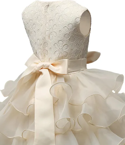 Vista 3 de NNJXD Vestido de niña con volados y encaje, para fiesta o boda