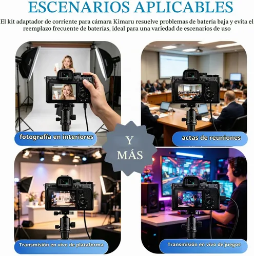 Vista 6 de Kimaru Batería ficticia LP-E12 ACK-E12 Adaptador de corriente de CA DR-E12 Kit de acoplador de CC para cámaras Canon EOS M50 Mark II, M50, M200