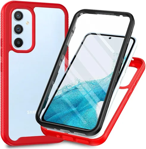 Vista 9 de Funda para Galaxy A24, Galaxy A24 4G, delgada, de cuerpo completo, resistente, elegante, protectora híbrida 3 en 1 con protector de pantalla Negro