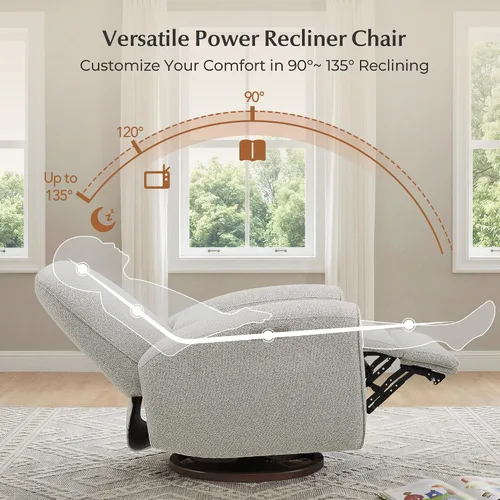 Vista 5 de CHITA Power Nursery - Silla reclinable giratoria con almohada, color gris