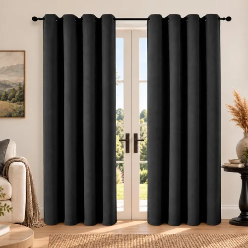Vista 103 de Simplebrand Cortinas blancas puras de 96 pulgadas de largo para oscurecer la habitación, juego de 2 paneles para dormitorio/sala de estar, bloqueo