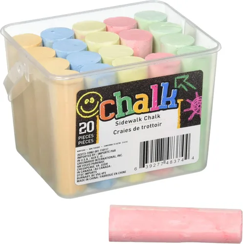 Vista 2 de Chalk Sidewalk - 20 tizas de 5 colores, Rojo, naranja, amarillo, verde, azul. Paquete de 1