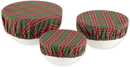 Vista 12 de DII Colección de fundas de tela reutilizables, lavables a máquina, algodón con elástico para almacenamiento de alimentos, 10.25"/8.25"/7.5" de rojo
