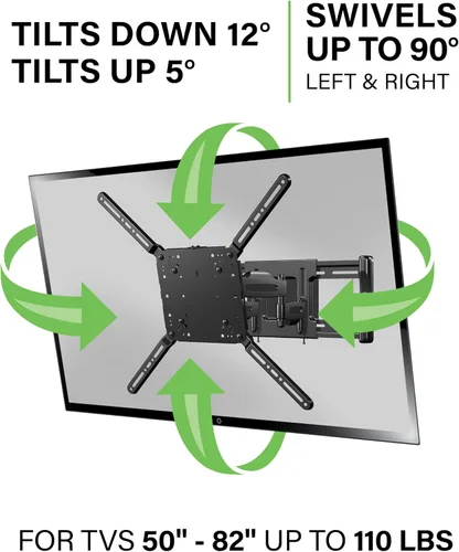Vista 2 de Hecho para Amazon Soporte de pared universal de movimiento completo para televisores de 50 a 82 pulgadas y compatible con televisores Amazon Fire