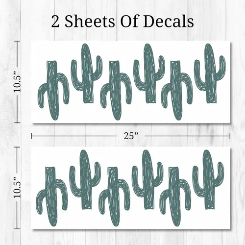 Vista 7 de Calcomanías de pared de cactus - Juego de 12 calcomanías de vinilo de 8 pulgadas para pared para guardería, dormitorio, cocina, aula, decoración