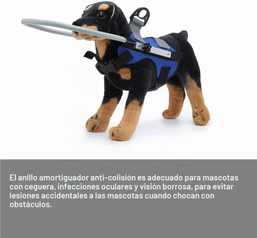 Vista 3 de Anillo ciego para perro, arnés ciego ajustable para perro, parachoques ciego para proteger gatos y perros con ceguera, visión borrosa, ojos enfermos