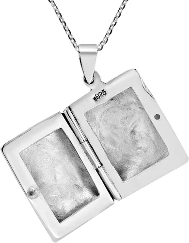 Vista 2 de AeraVida Collar con medallón de plata de ley 925 pulido rectangular