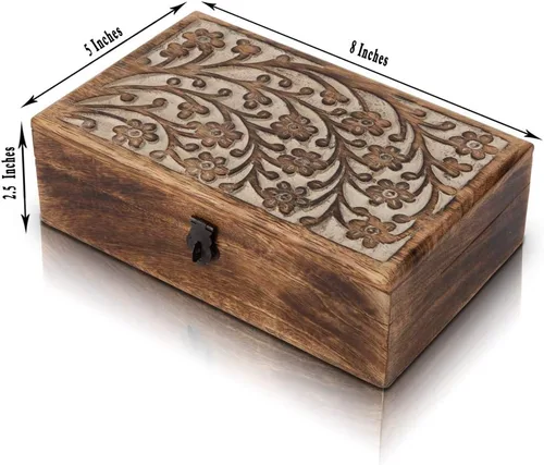 Vista 3 de Gran regalo de cumpleaños, joyero decorativo hecho a mano, de madera con cerradura y llave, organizador de joyas, caja de recuerdo, caja de reloj