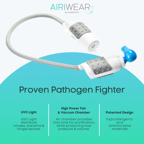 Vista 2 de Purificador de Aire Personal Portátil – Limpiador de Aire UVC para el Cuello para Viajes y Uso Diario – Recargable, Probado contra Virus
