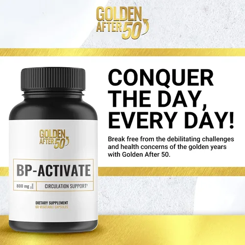 Vista 3 de Golden After 50 BP-Activate - Suplemento de óxido nítrico con aminoácidos esenciales - Suplemento de apoyo para la circulación sanguínea y la salud