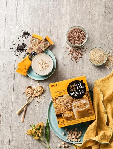 Vista 6 de Damtuh Misugaru - Mezcla de bebida en polvo, mezcla coreana de 12 granos tostados multigrano con quinua, avena, lentejas y garbanzos, bebida