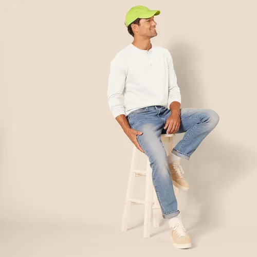 Vista 5 de Tienda Essentials Camisa Henley de manga larga ajustada para hombre