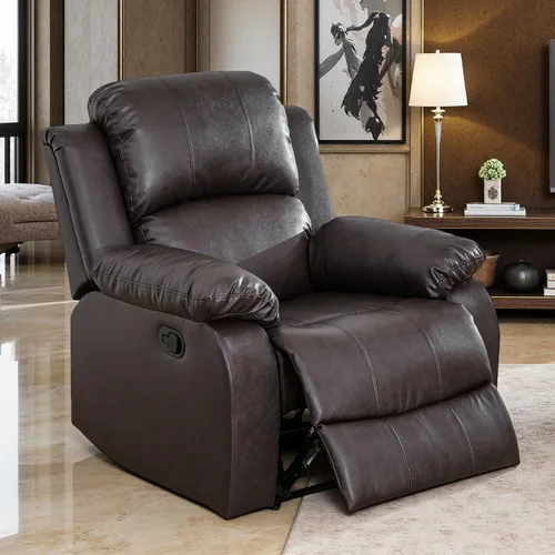 Vista 49 de Juego de Muebles para Sala de Estar, Juego de Sofá Reclinable Manual, Juegos de Sofás Reclinables de Cuero Beige con Mesa Desplegable, Sofá