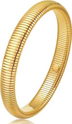Vista 11 de PDWZNBA Pulseras de amistad de amor chapadas en oro de 18 quilates, brazalete de acero inoxidable de moda, regalo de joyería para mujer Cgold
