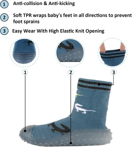 Vista 3 de Zapatos de calcetín para bebés y niños, suela de goma antideslizante, ligeras, elásticas, para el primer paseo, para recién nacidos, zapatos