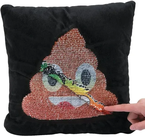Vista 3 de Fun Express Almohada de Emoji de 14" con lentejuelas de arcoíris