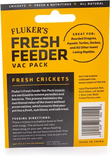 Vista 2 de Fluker's Fresh Feeder Vac Pack Grillos, totalmente naturales y sin conservantes, ideal para reptiles, pájaros o animales pequeños, 0.7 onzas
