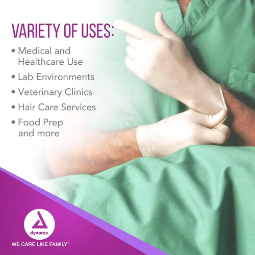 Vista 5 de Dynarex Guantes quirúrgicos de látex desechables estériles, sin polvo, empaquetados estérilmente en pares, uso médico y sanitario profesional