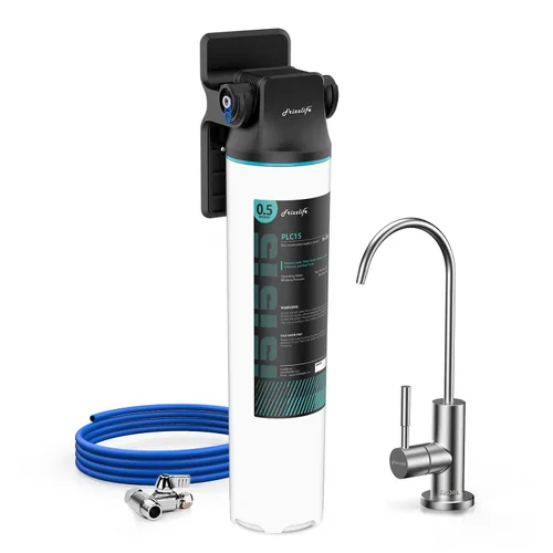 Vista 8 de Frizzlife DW10F - Sistema de filtro de agua para debajo del fregadero con grifo de níquel cepillado, elementos certificados NSF/ANSI 53 y 42, reduce