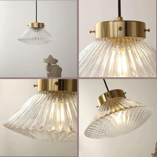 Vista 5 de Lámpara colgante de vidrio industrial, pantalla colgante de metal moderno, techo de iluminación colgante, montaje de luz colgante E-dison