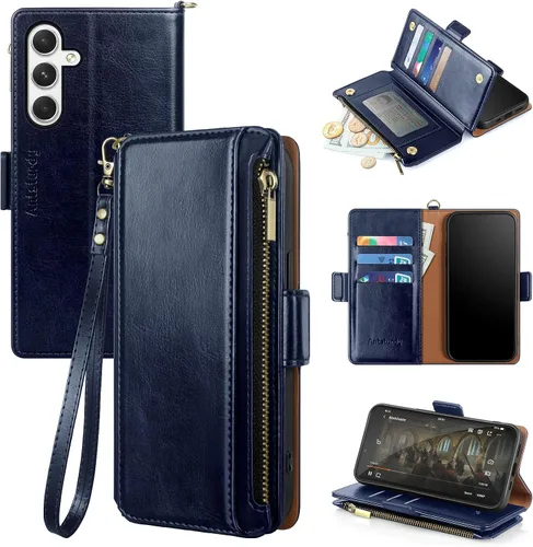 Vista 10 de Antsturdy Funda compatible con Samsung Galaxy S23 FE 5G con tarjetero para mujeres y hombres, funda de teléfono con bloqueo RFID, funda protectora