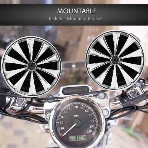 Vista 4 de Lanzar Sistema amplificador de altavoz de motocicleta de 3 pulgadas, 700 vatios resistente a la intemperie con dos altavoces impermeables de 3
