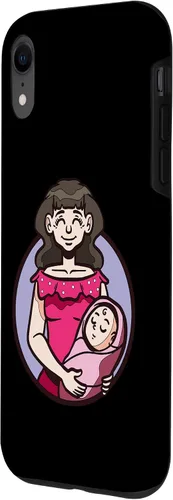 Vista 2 de iPhone XR dibujos animados madre sosteniendo bebé ilustración para niños caso