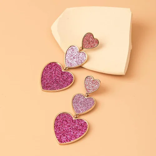 Vista 5 de PopTopping Aretes de corazón rosa para mujeres, adolescentes, niñas, regalo para cumpleaños, día de San Valentín