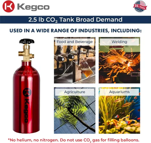Vista 6 de Kegco ZXB2.5-R Cilindro de Co2, 2.5 libras, rojo