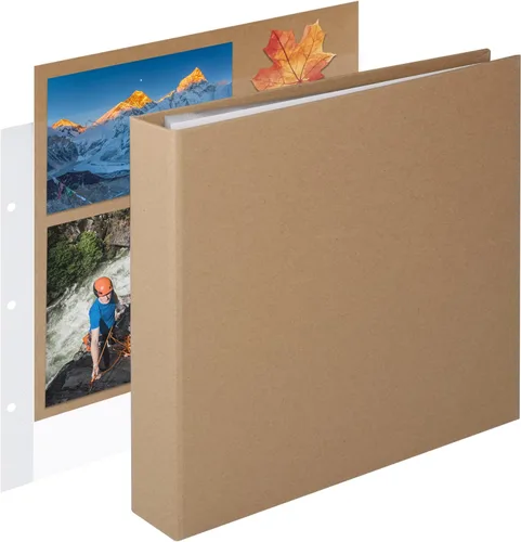 Vista 11 de 1DOT2 8x8 DIY pequeño álbum de recortes con 3 anillas, álbum de fotos con diario, con 30 fundas de plástico, 60 páginas y cubierta de tela