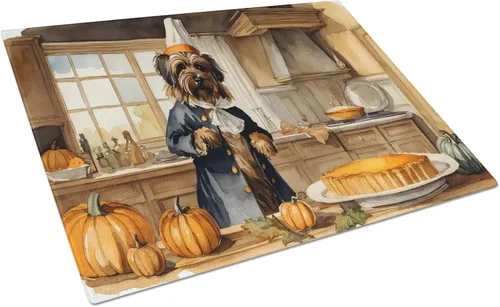 Vista 113 de Caroline's Treasures DAC1720LCB Affenpinscher - Tabla de cortar de vidrio con calabazas para cocina de otoño, grande, decorativa, de vidrio