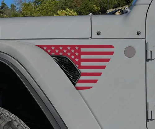 Vista 3 de Skull Daddy Graphics Banderas de ventilación estándar compatibles con Jeep Wrangler Gladiator Rubicon Mojave 392 JL JT 2018-2026 (rojo rubí)