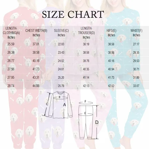 Vista 5 de InterestPrint Conjuntos de pijama personalizados para la cara con foto para mascotas, pijamas de regalo divertido para mujer
