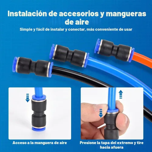Vista 4 de 40 piezas de accesorios de manguera de aire de conexión rápida de 5/32 1/4 5/16 3/8 1/2 pulgadas Kit de accesorios de conexión neumática