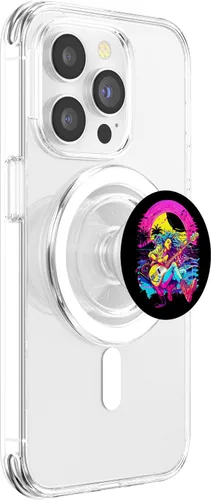Vista 3 de Retro 80's 90's streetwear synthwave Guitar lady Guitarist PopSockets MagSafe PopGrip for iPhone
