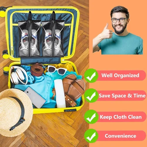 Vista 5 de Li'segarote Bolsas de zapatos para viajes, paquete de 6 bolsas grandes multicolor para zapatos para hombres y mujeres, bolsa organizadora de zapatos