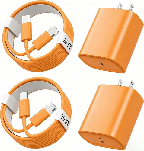Vista 16 de Cargador para iPhone 17, 16, 15, carga rápida, cable de carga USB C de 10 pies de largo con bloque de carga rápida de teléfono tipo C de 20 W