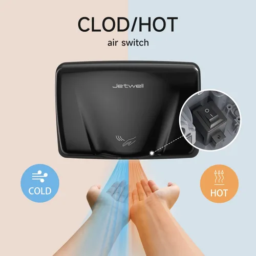 Vista 5 de JETWELL Secador de manos automático comercial de alta velocidad - Secador de manos de acero inoxidable resistente - Soplador de mano de viento cálido