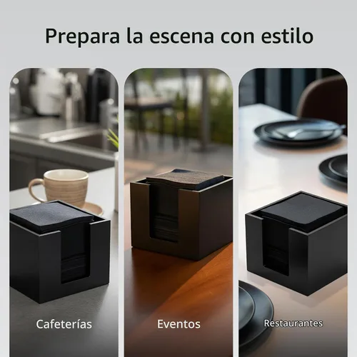 Vista 6 de Restaurantware Servilletero de cóctel de 5.5 x 4 pulgadas, 1 servilletero cuadrado plano – para bares, mesas de cocina o encimeras, resistente Negro