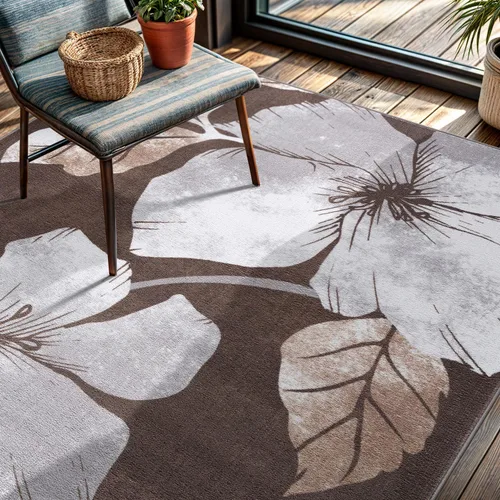 Vista 15 de CAMILSON Solana - Alfombra moderna con diseño floral de 2 x 3 pies, antideslizante y parte trasera de goma, negro - flores grises, alfombra