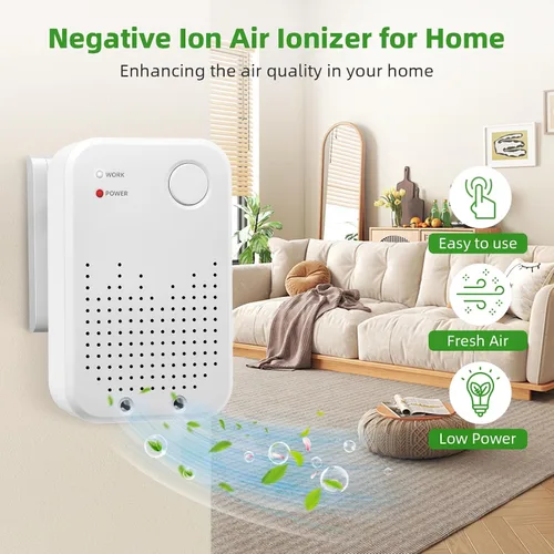 Vista 2 de Ionizadores de aire enchufables, paquete de 2 unidades sin filtro, purificadores de aire portátiles silenciosos para dormitorio, cocina, baño