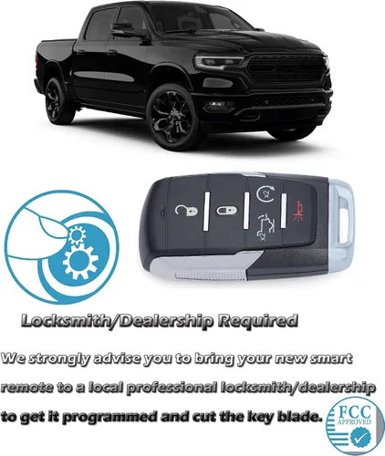 Vista 5 de Llavero inteligente para Dodge RAM 1500 2019-2024, Alliskeys Proximity Keyless Entry Control remoto de repuesto compatible con Dodge RAM 1500 Pickup
