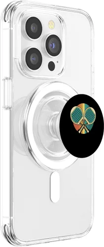 Vista 3 de Pelota de tenis de pádel retro, raqueta vintage PopSockets MagSafe PopGrip para iPhone