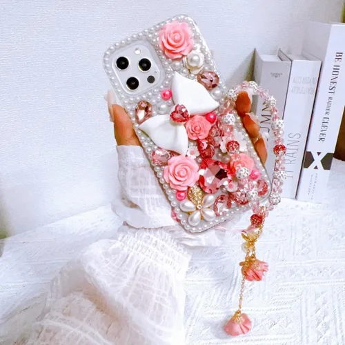 Vista 3 de Funda protectora para Samsung Galaxy Note 8 con diamantes de imitación de lujo, con diamantes de imitación de lujo, diseño de flores, perlas, 3D