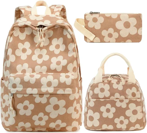 Vista 31 de LOIDOU Mochila para adolescentes y niñas, mochila escolar con lonchera y estuche para lápices, juego de bolsas escolares 3 en 1