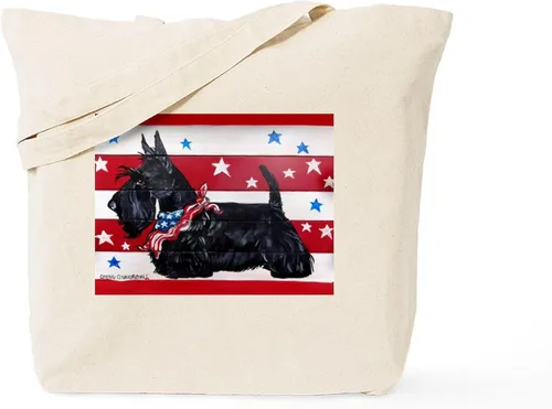 Vista 11 de CafePress American Scottie - Bolsa de compras de lona beige natural reutilizable