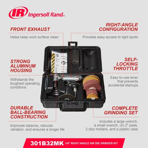Vista 6 de Ingersoll Rand 301B32MK Kit de Amoladora Angular de Matriz, 1/4 Pulgada, 21,000 rpm